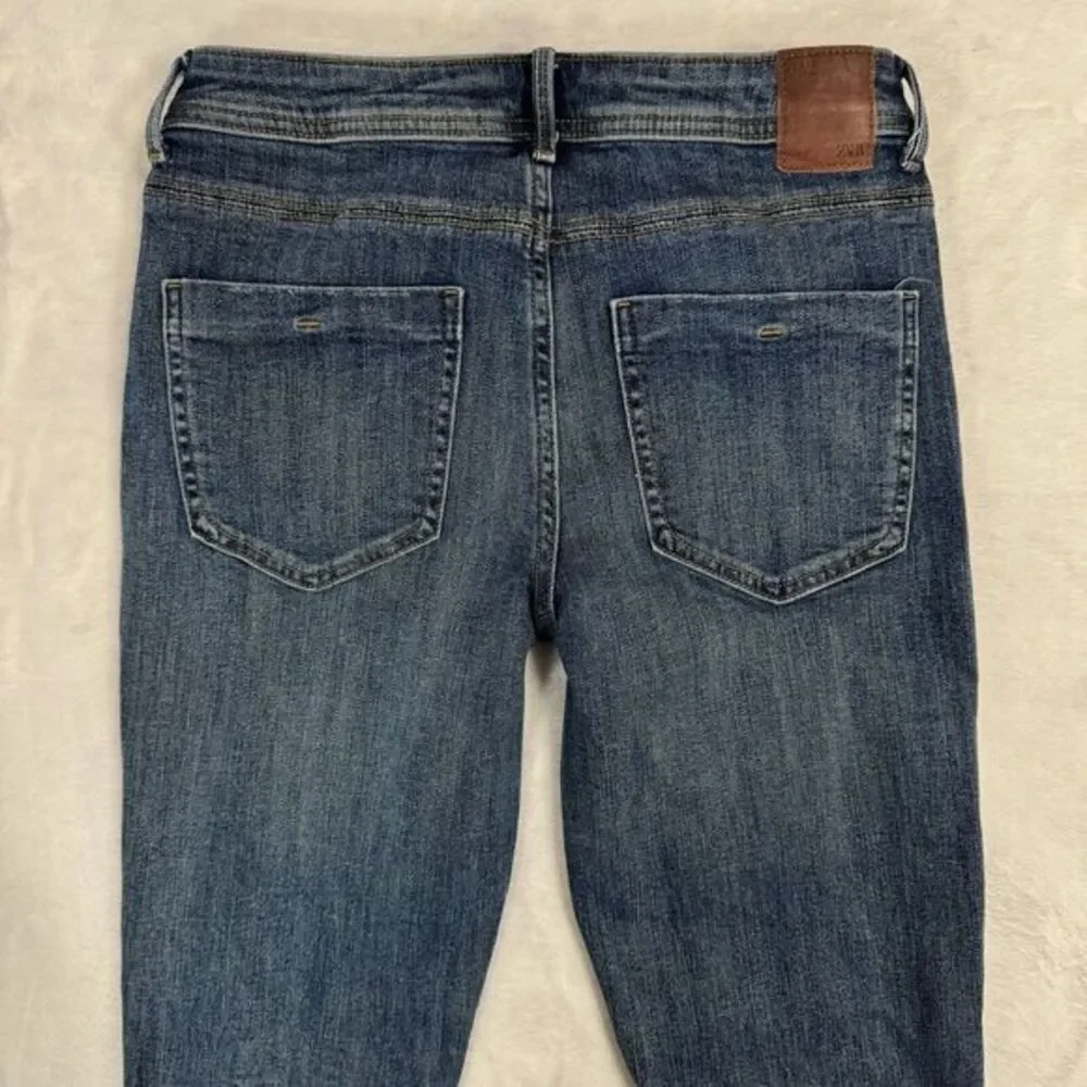 LOT Of 2 Zara‎ Jeans Size 4 Mid Rise Raw Hem Distressed Stretch Denim Bundle